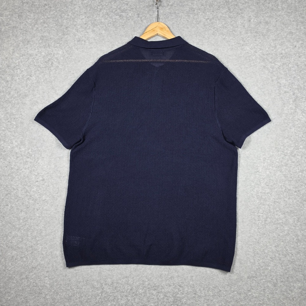 GAP Polo Shirt Mens Size Large Navy Blue Short Sleeve Polo Sweater Open Knit NEW - Picture 5 of 11